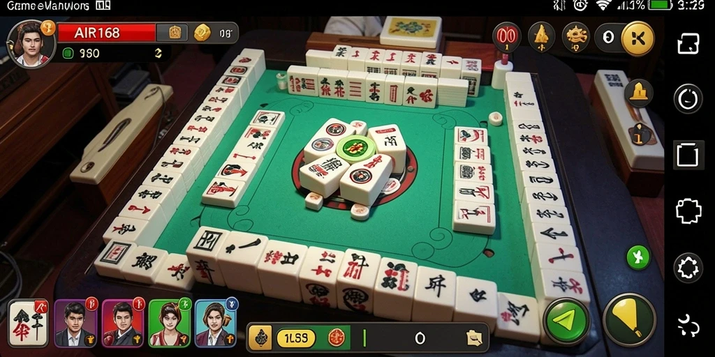 Tangkapan layar utama AIR168 menampilkan aksi seru dalam permainan Mahjong.