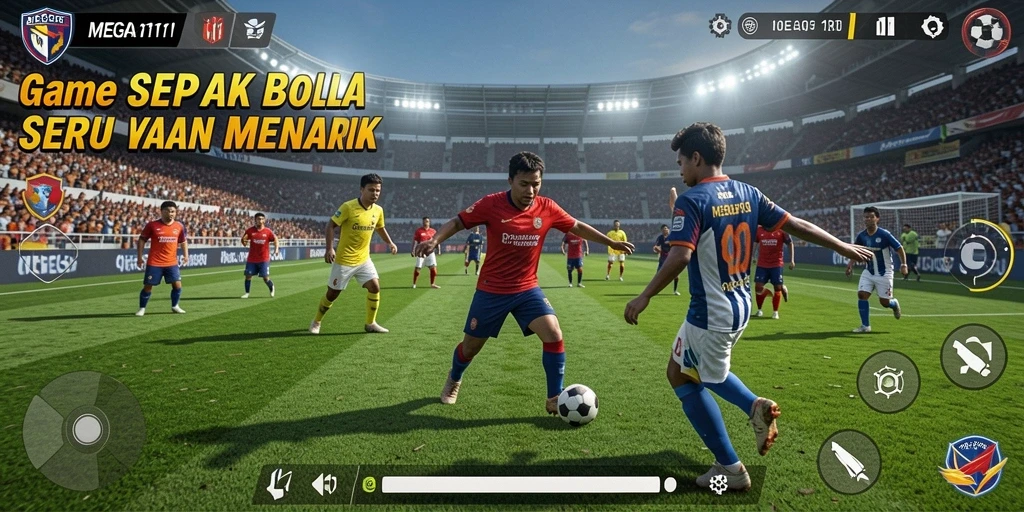 Gameplay seru MEGA111 dengan grafik menakjubkan dan aksi sepak bola yang dinamis.