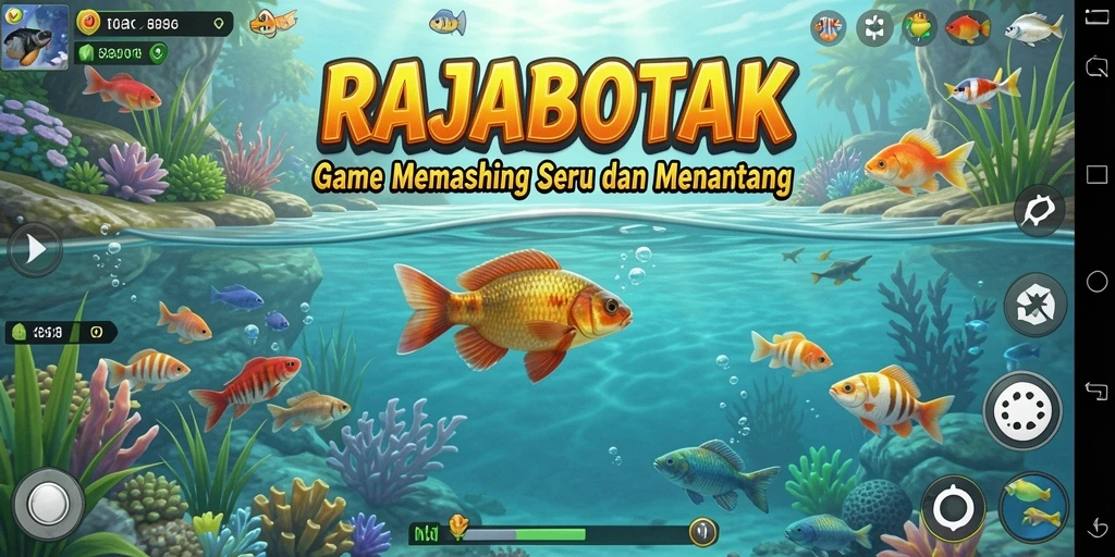 Tampilan gameplay <strong>RAJABOTAK</strong> yang menampilkan aksi memancing yang seru.